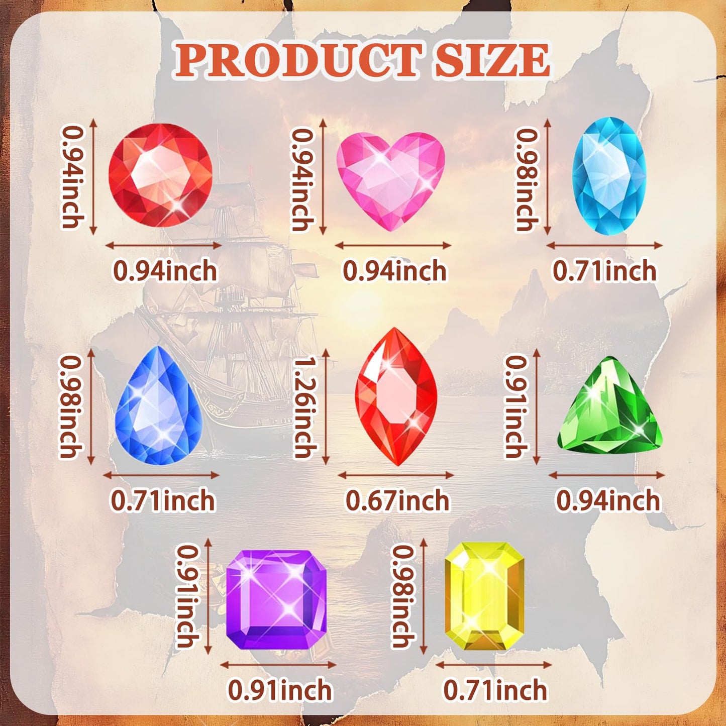 MARFOREVER 100 Pcs Toy Gems – Pirate Treasure Acrylic Jewels for Parties