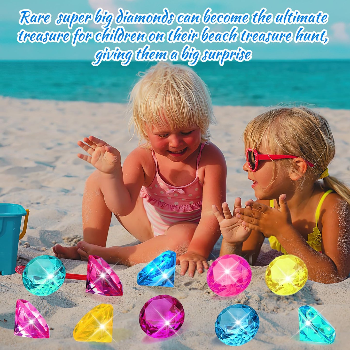 MARFOREVER Extra Large Diving Gems Pool Toys – 60mm Pastel Diamond Gems Set for Summer Fun