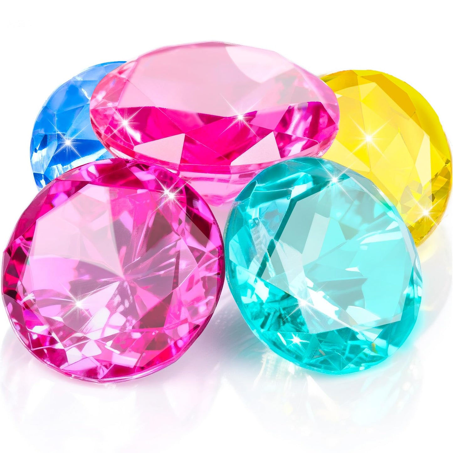 MARFOREVER Extra Large Diving Gems Pool Toys – 60mm Pastel Diamond Gems Set for Summer Fun