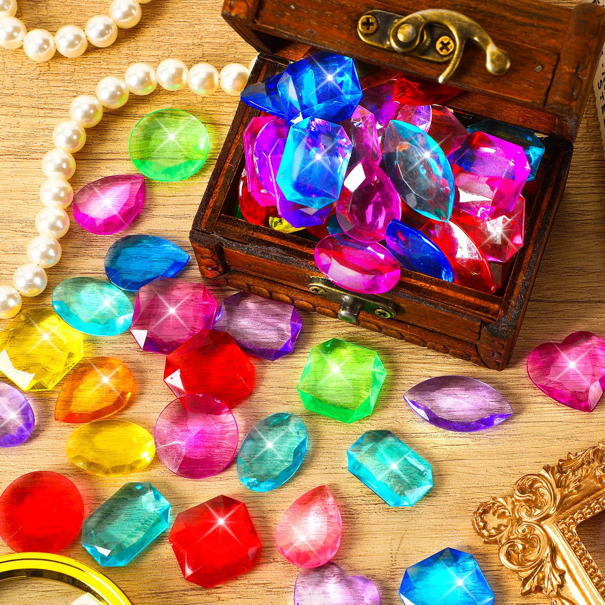 MARFOREVER 100 Pcs Toy Gems – Pirate Treasure Acrylic Jewels for Parties