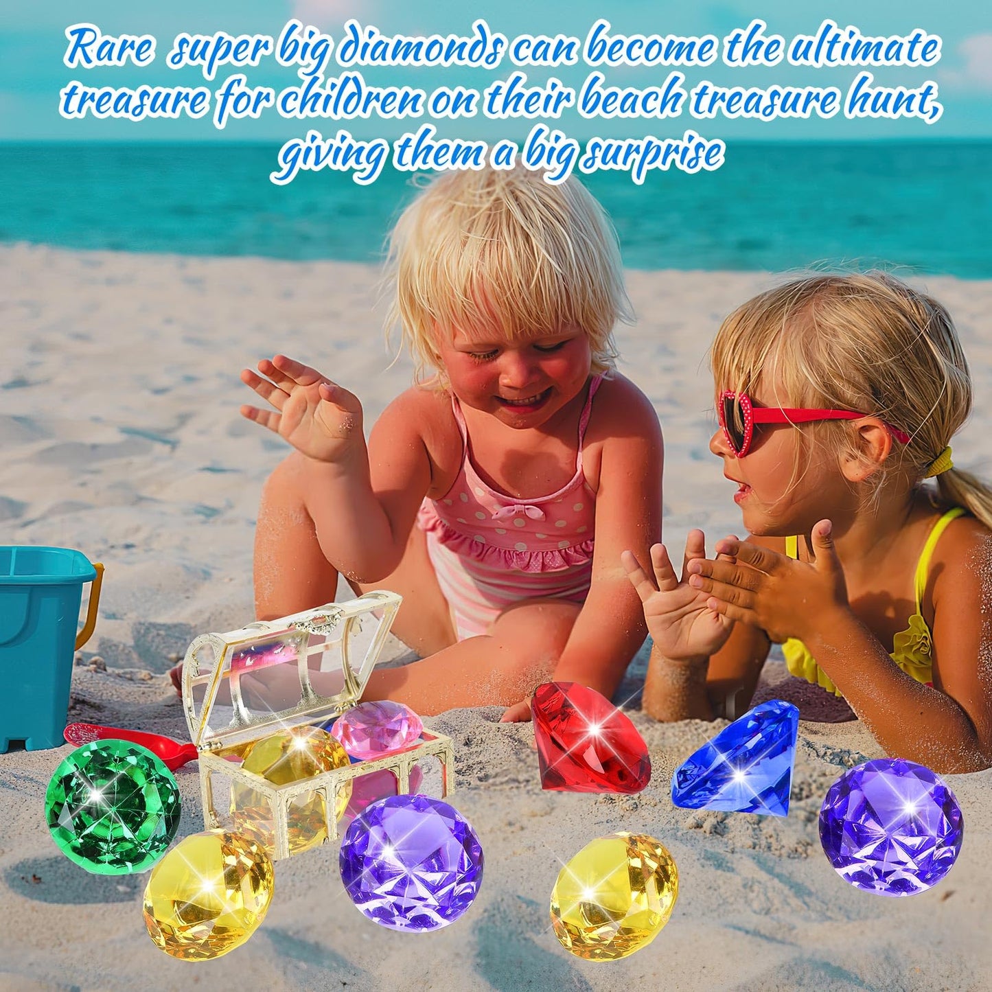 MARFOREVER Extra Large Diving Gem Pool Toys – 60mm Treasure Gems for Summer Fun