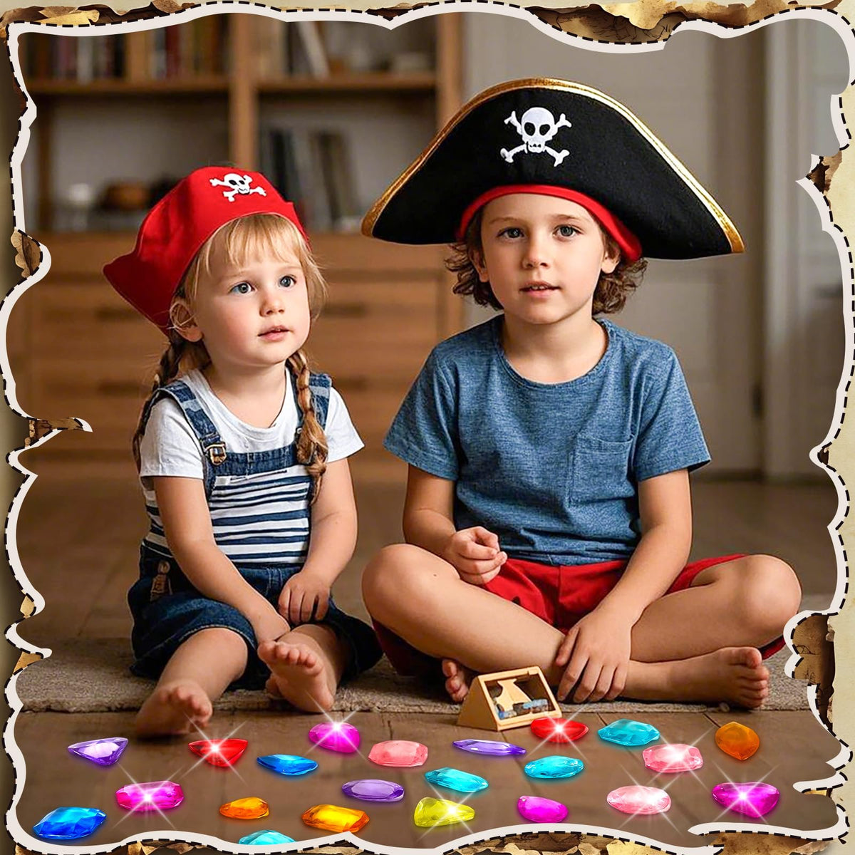 MARFOREVER 100 Pcs Toy Gems – Pirate Treasure Acrylic Jewels for Parties