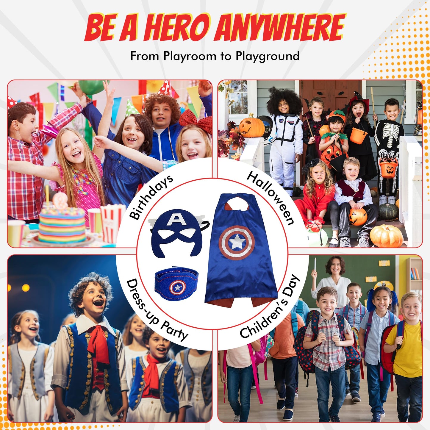 Maribus-FL Superhero Capes & Masks for Kids | Satin Capes & Felt Masks
