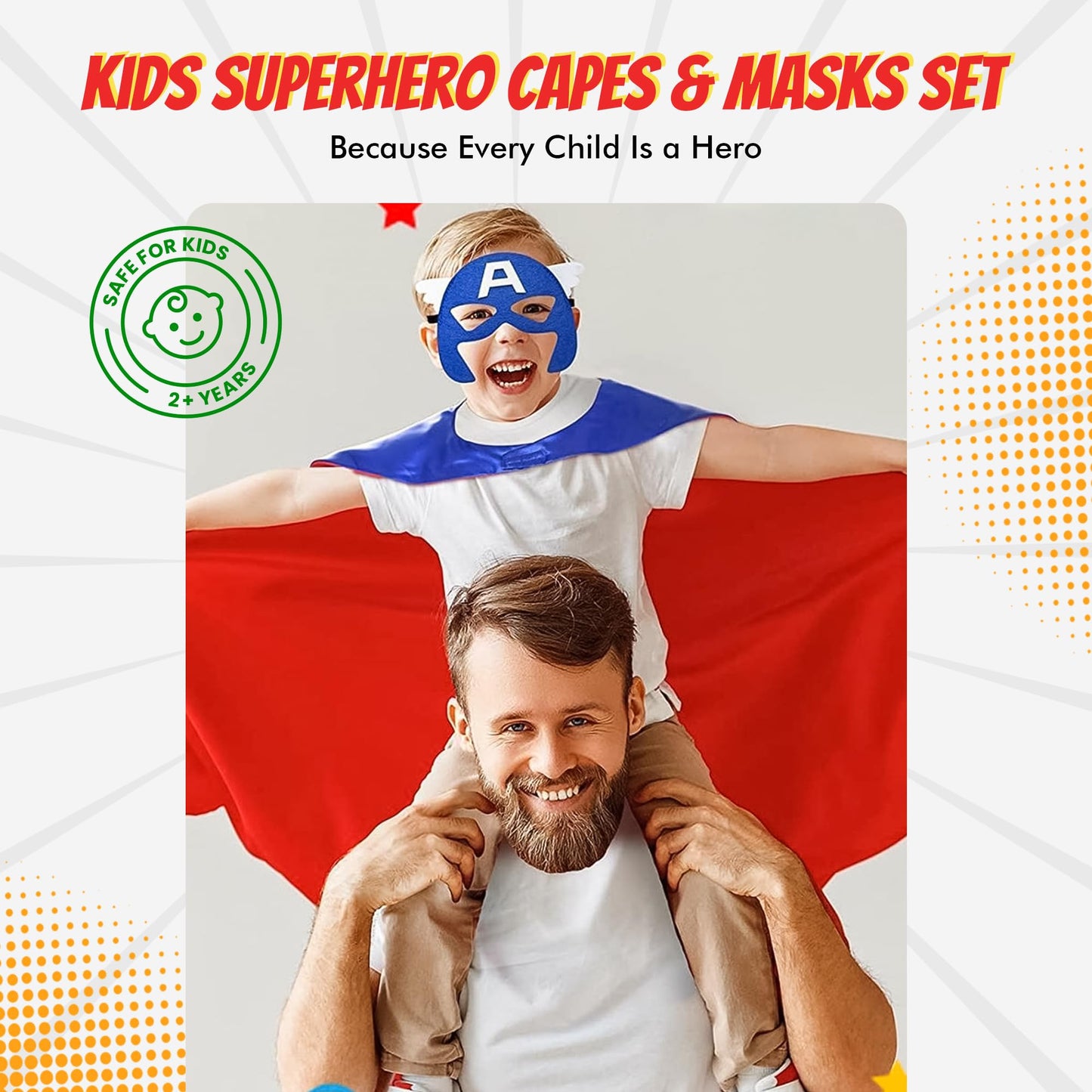 Maribus-FL Superhero Capes & Masks for Kids | Satin Capes & Felt Masks