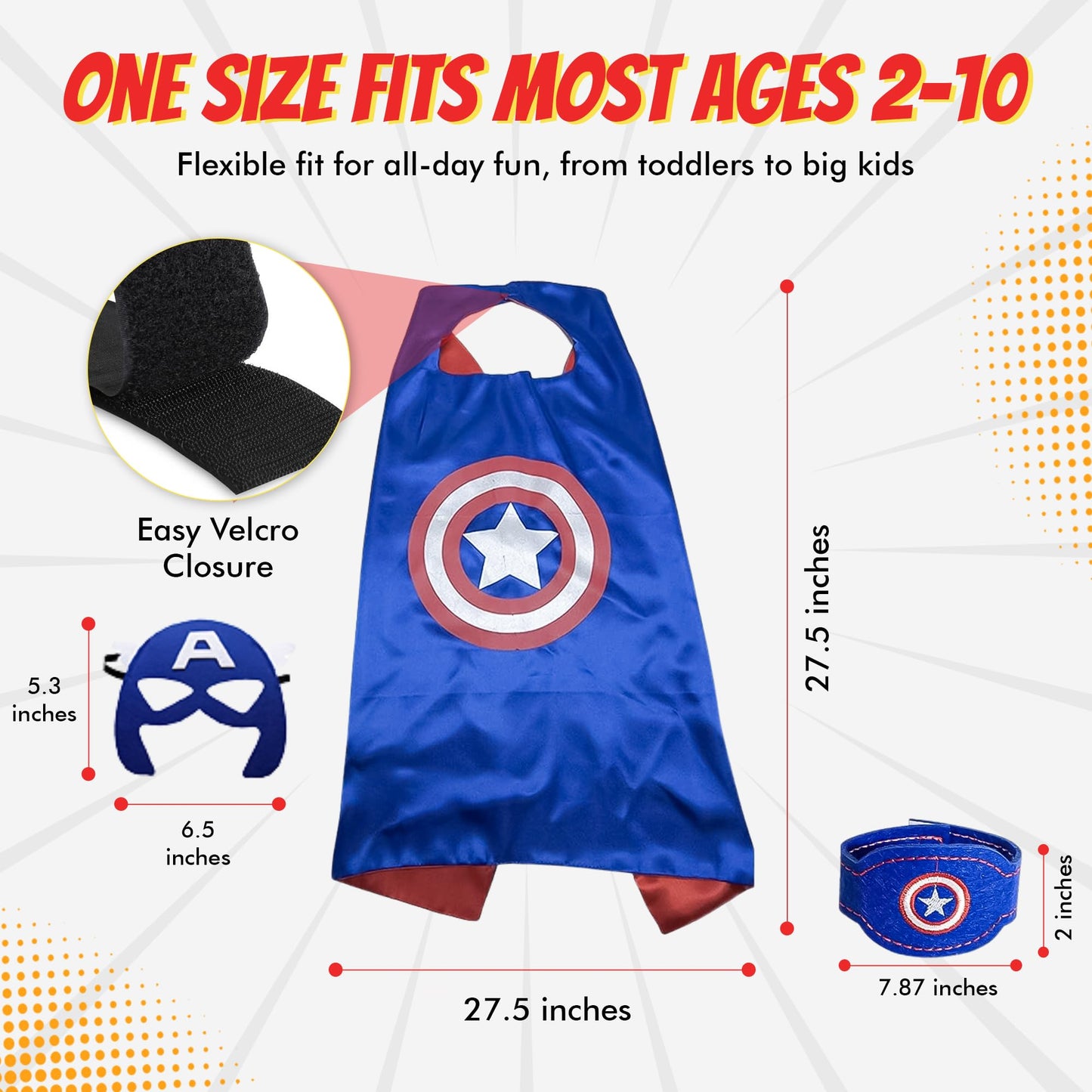 Maribus-FL Superhero Capes & Masks for Kids | Satin Capes & Felt Masks