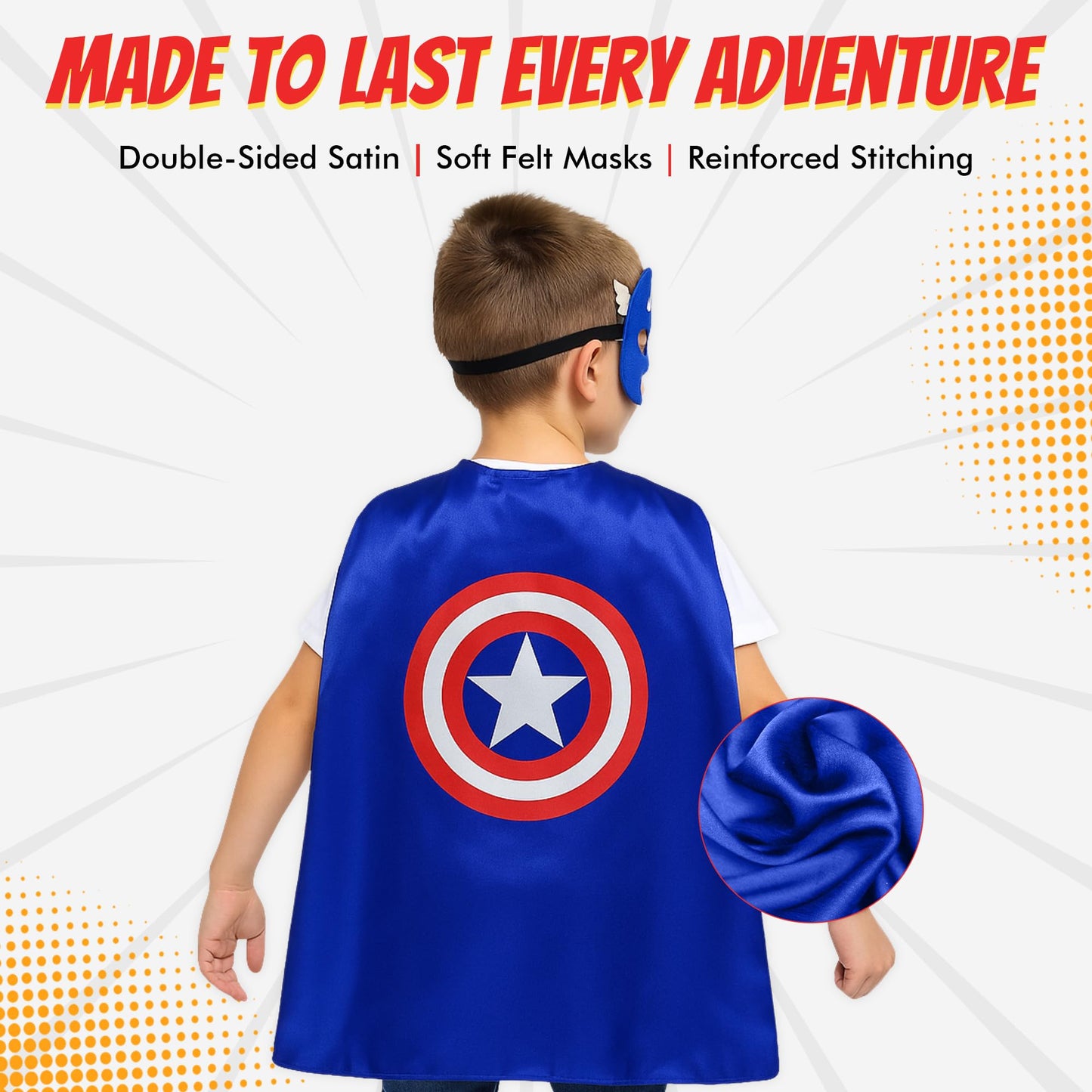 Maribus-FL Superhero Capes & Masks for Kids | Satin Capes & Felt Masks