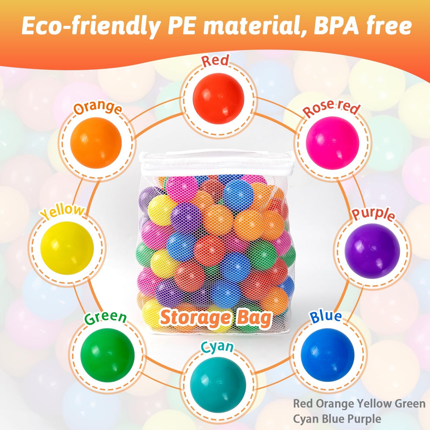 Markdang 100Pcs Ball Pit Balls – 8 Colors, 2.1-2.2-Inch, Crush-Proof, BPA & Phthalate Free