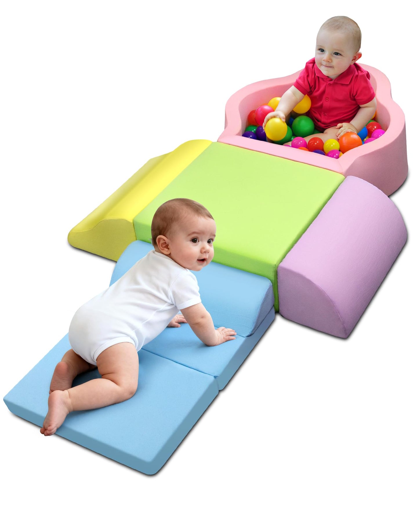 Markdang Soft Play Set – Foam Toddler Climbing Blocks with Anti-Slip Base & Velcro Connectors (6-24M)