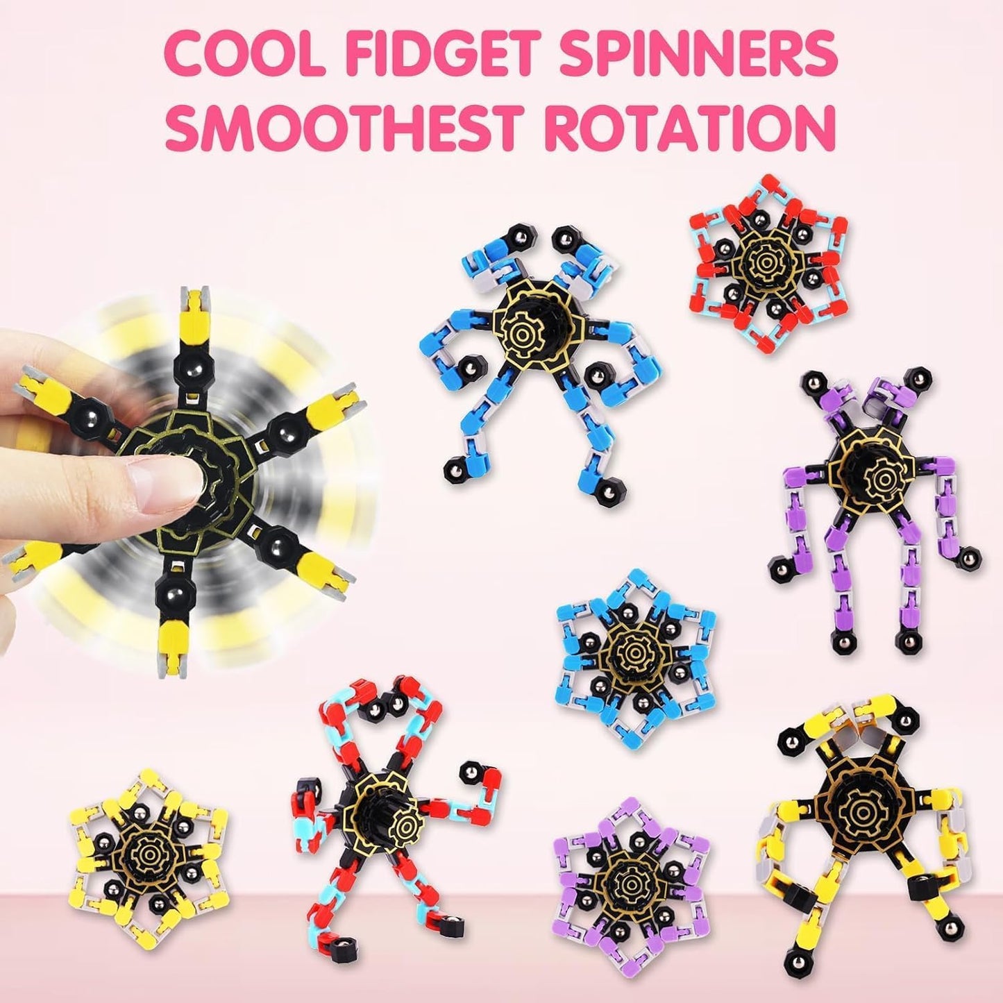 Marleysio 24 Pcs Valentine's Day Fidget Spinners for Kids – Transformable Sensory Toys for Classroom Gifts