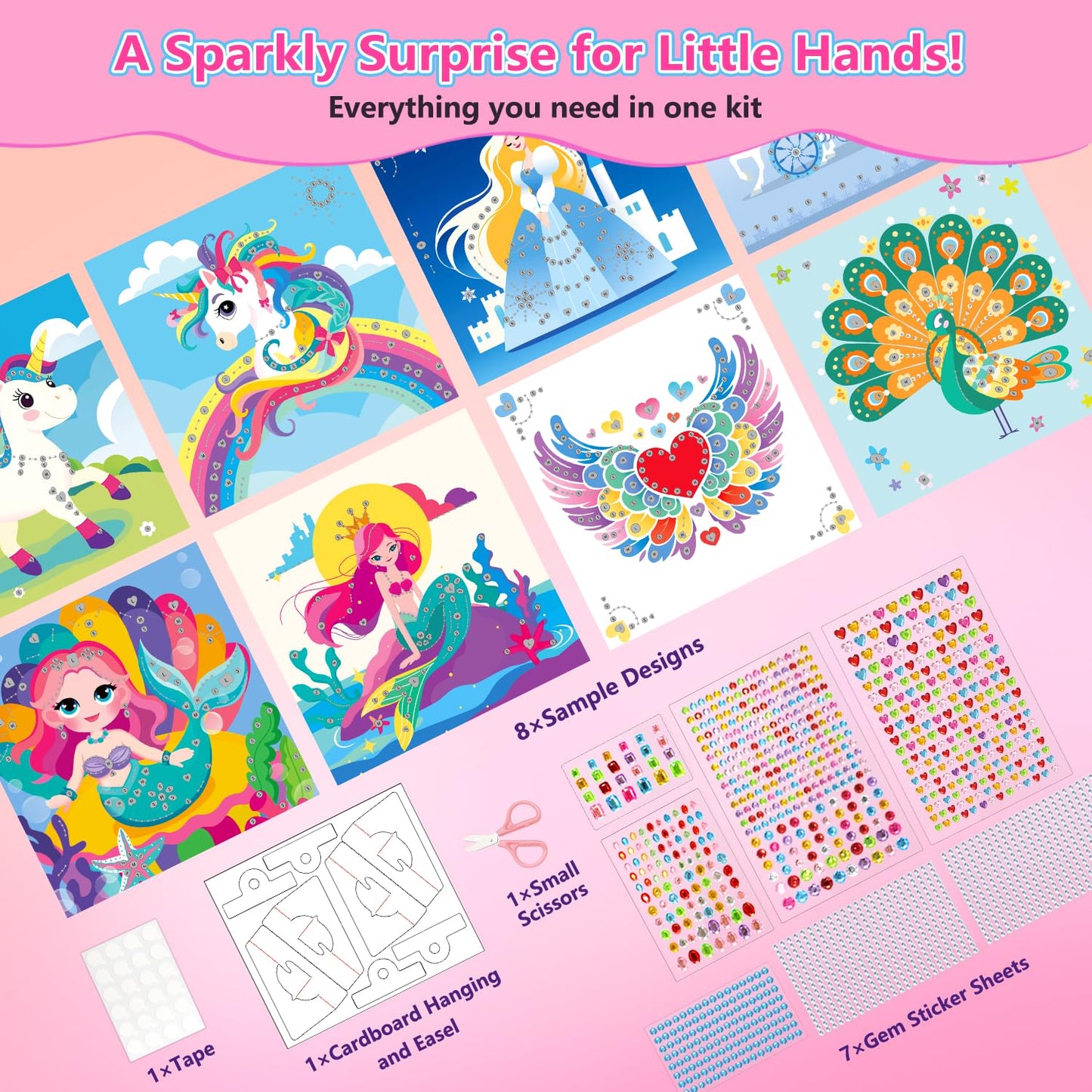 Marlrin Unicorn & Princess Diamond Art Kit for Kids 3-8 – 1000+ Gem Stickers