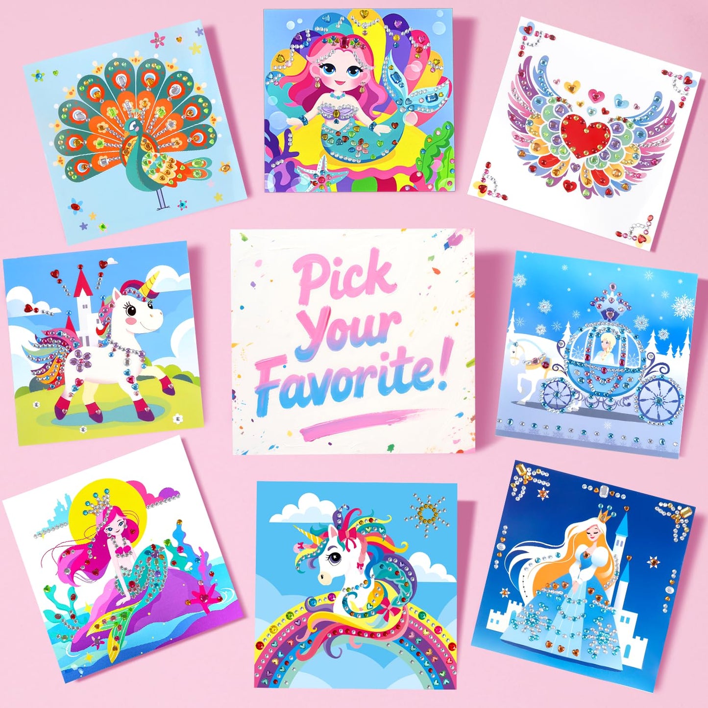 Marlrin Unicorn & Princess Diamond Art Kit for Kids 3-8 – 1000+ Gem Stickers