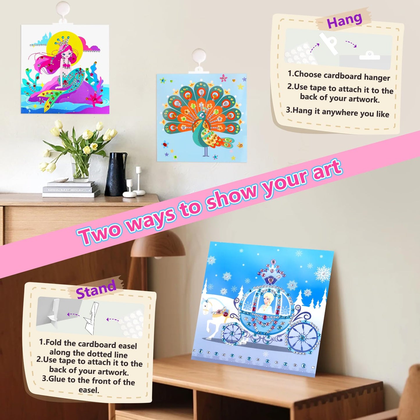 Marlrin Unicorn & Princess Diamond Art Kit for Kids 3-8 – 1000+ Gem Stickers