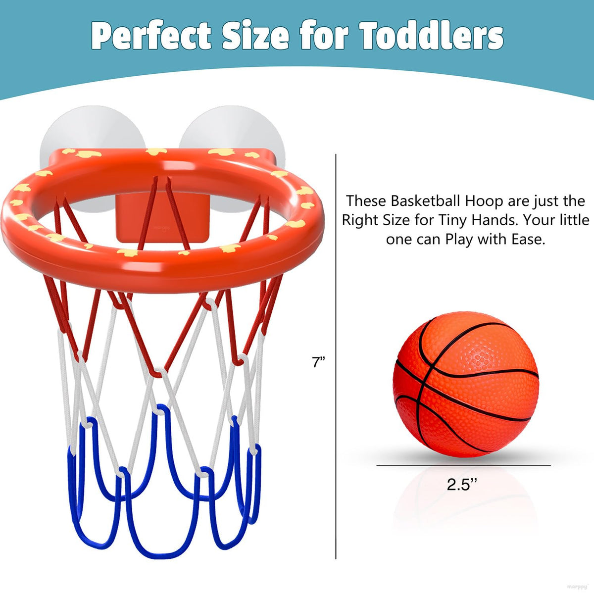MARPPY Bath Toys – Bathtub Basketball Hoop for Toddlers and Kids