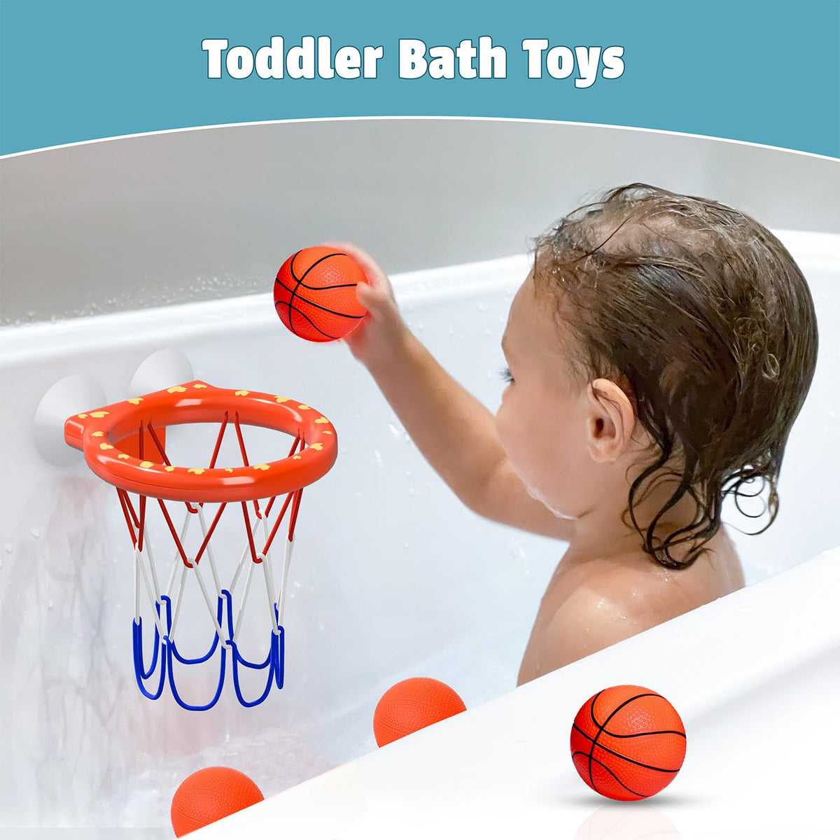 MARPPY Bath Toys – Bathtub Basketball Hoop for Toddlers and Kids