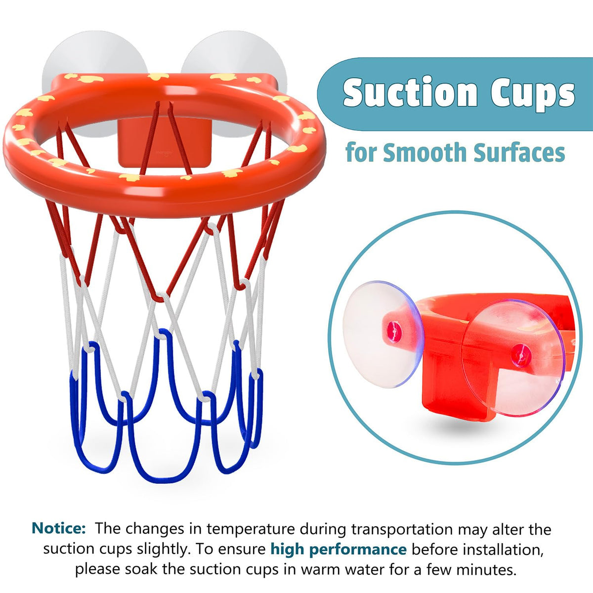MARPPY Bath Toys – Bathtub Basketball Hoop with 4 Soft Balls | Strong Suction Cups & Durable Design