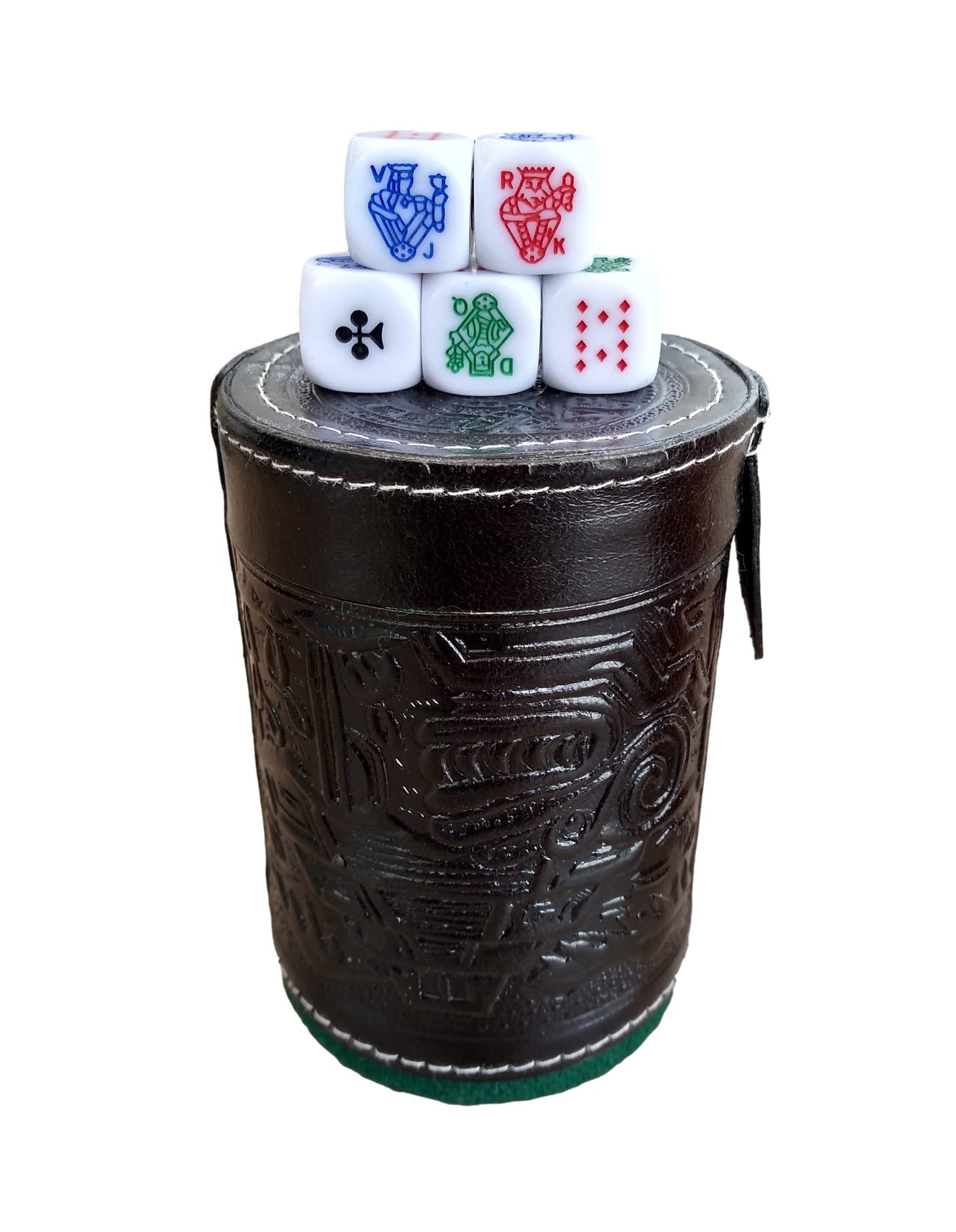 Marquez Cup Poker Dice Game Set with Leather-Lined Cup – Black
