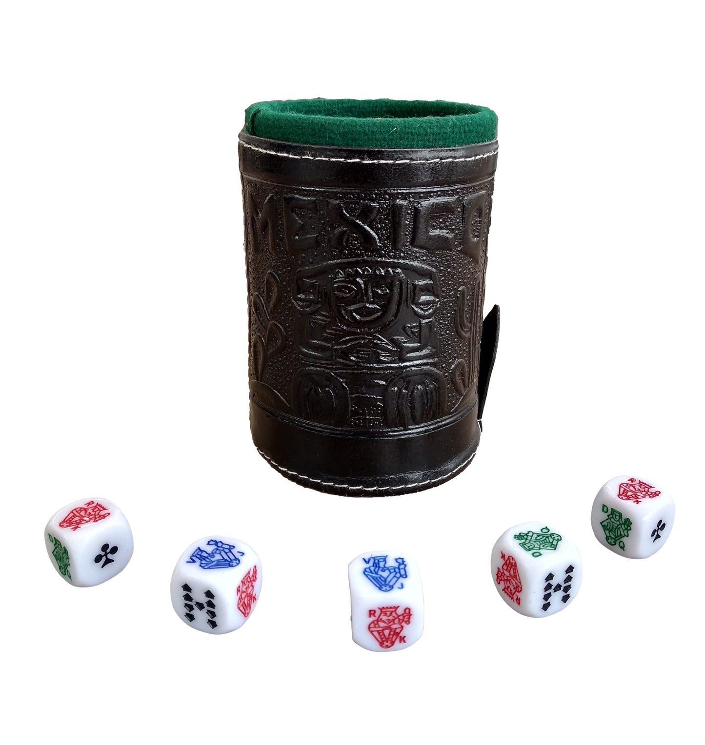 Marquez Cup Poker Dice Game Set with Leather-Lined Cup – Black