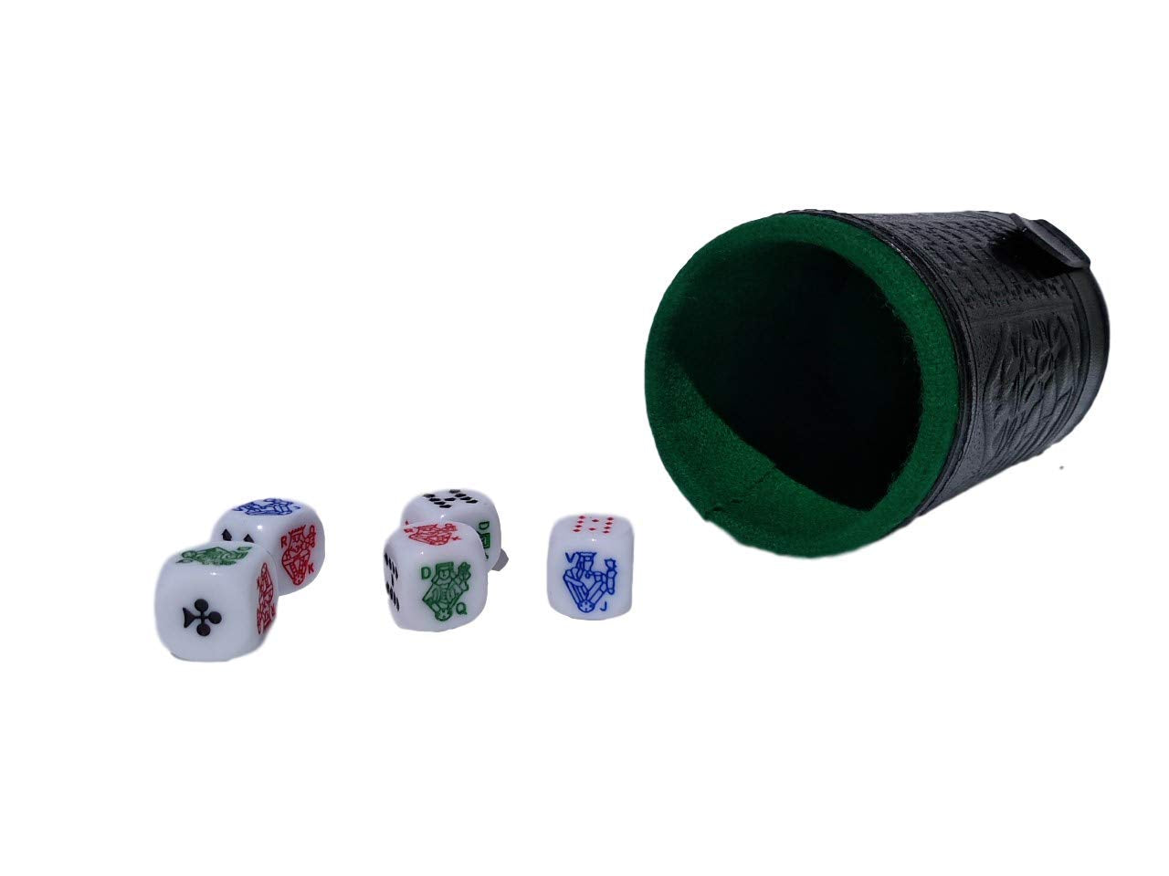 Marquez Cup Poker Dice Game Set with Leather-Lined Cup – Black