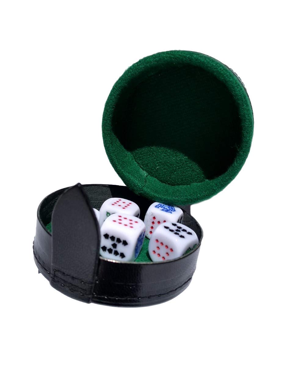 Marquez Cup Poker Dice Game Set with Leather-Lined Cup – Black
