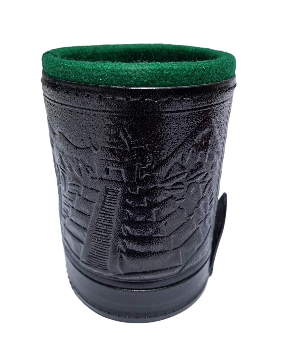 Marquez Cup Poker Dice Game Set with Leather-Lined Cup – Black