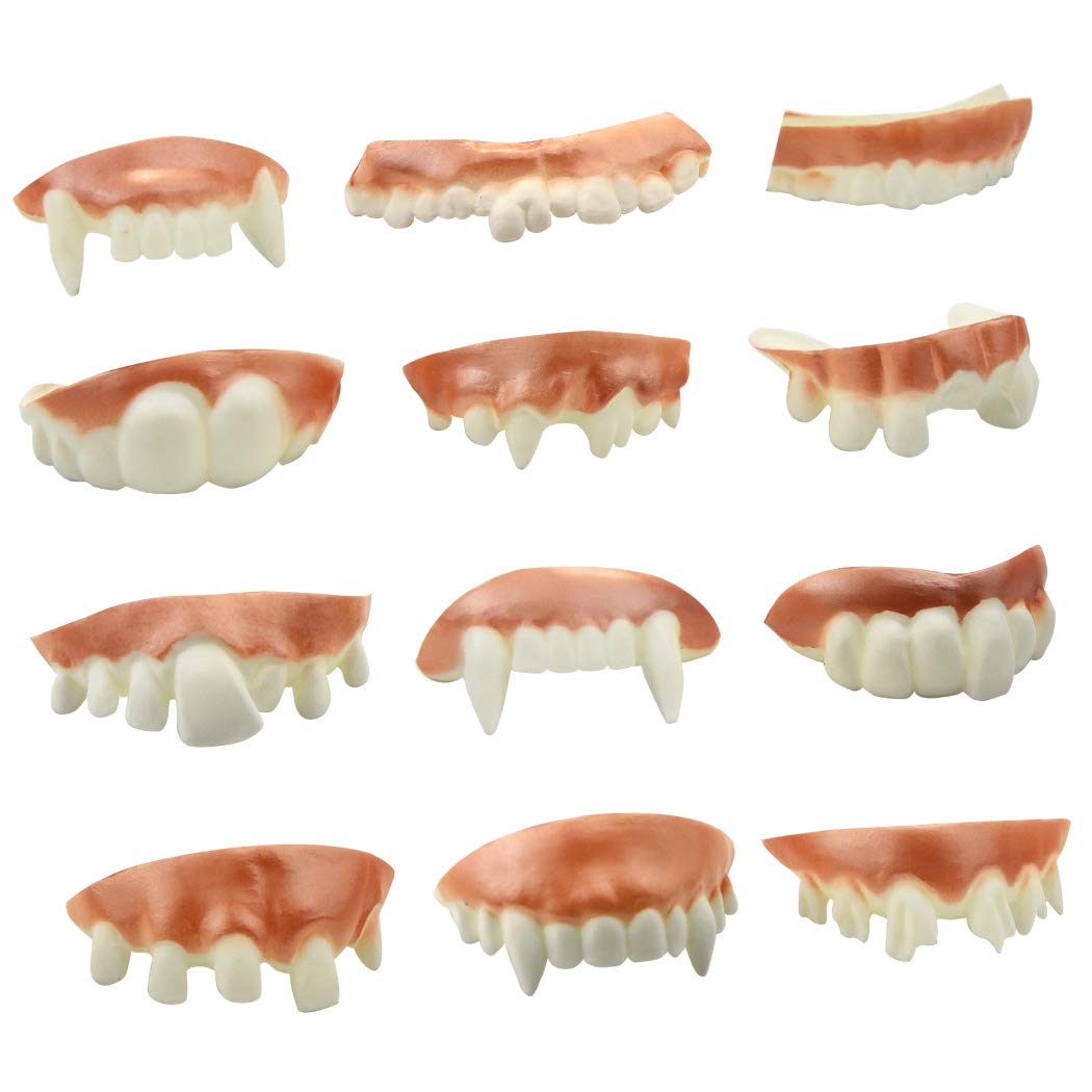 Marrywindix 12 Styles Gnarly Teeth Gag Teeth — Vampire Dentures for Halloween Costumes & Photo Props