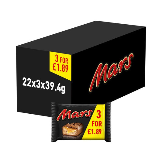 Mars Caramel, Nougat & Milk Chocolate Snack Bars Multipack 3 x 39.4g (Box of 22)