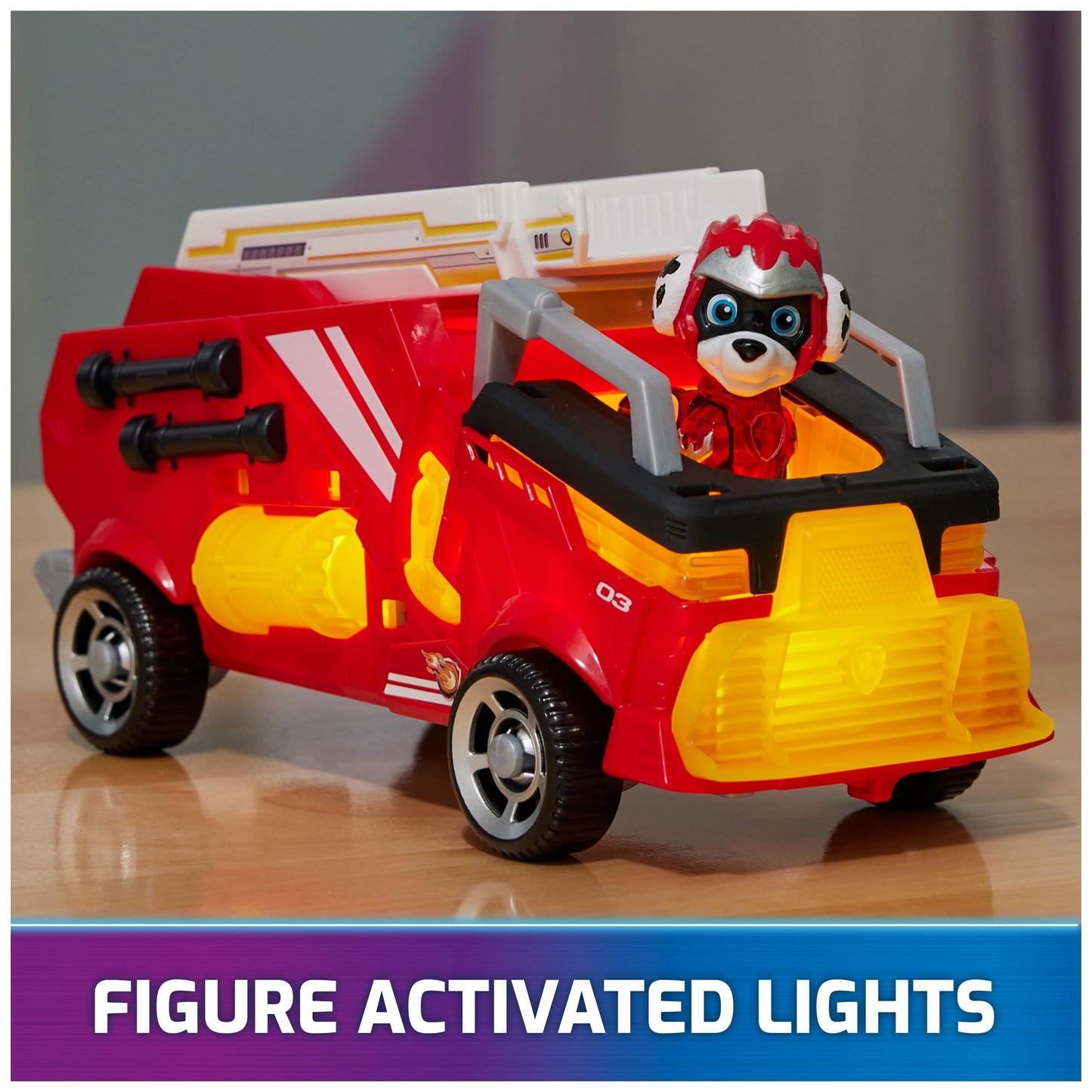 PAW Patrol The Mighty Movie Fire Truck Toy with Marshall – Lights & Sounds