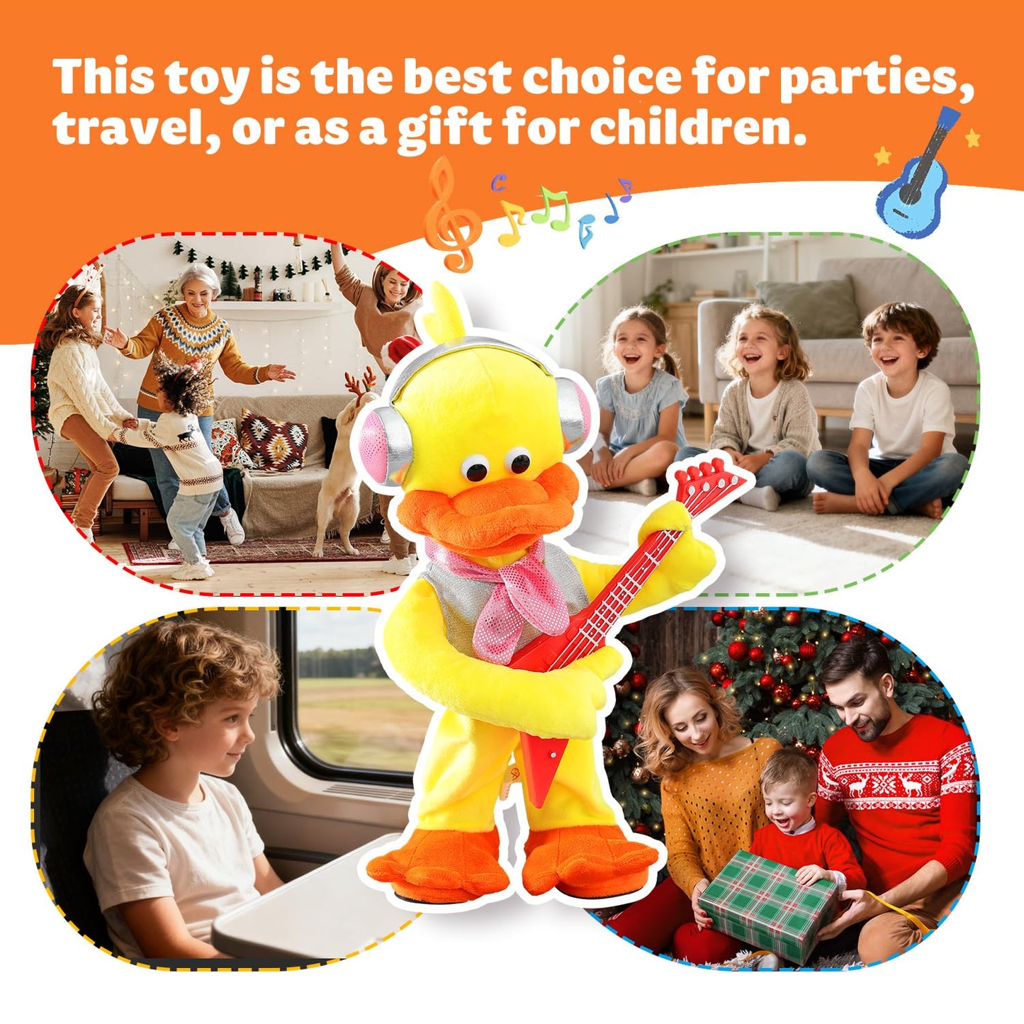 Marsjoy Rocking Duck Plush Toy – Singing Guitar Plush for Kids