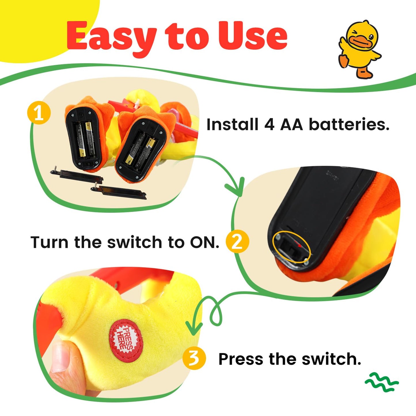Marsjoy Rocking Duck Plush Toy – Singing Guitar Plush for Kids