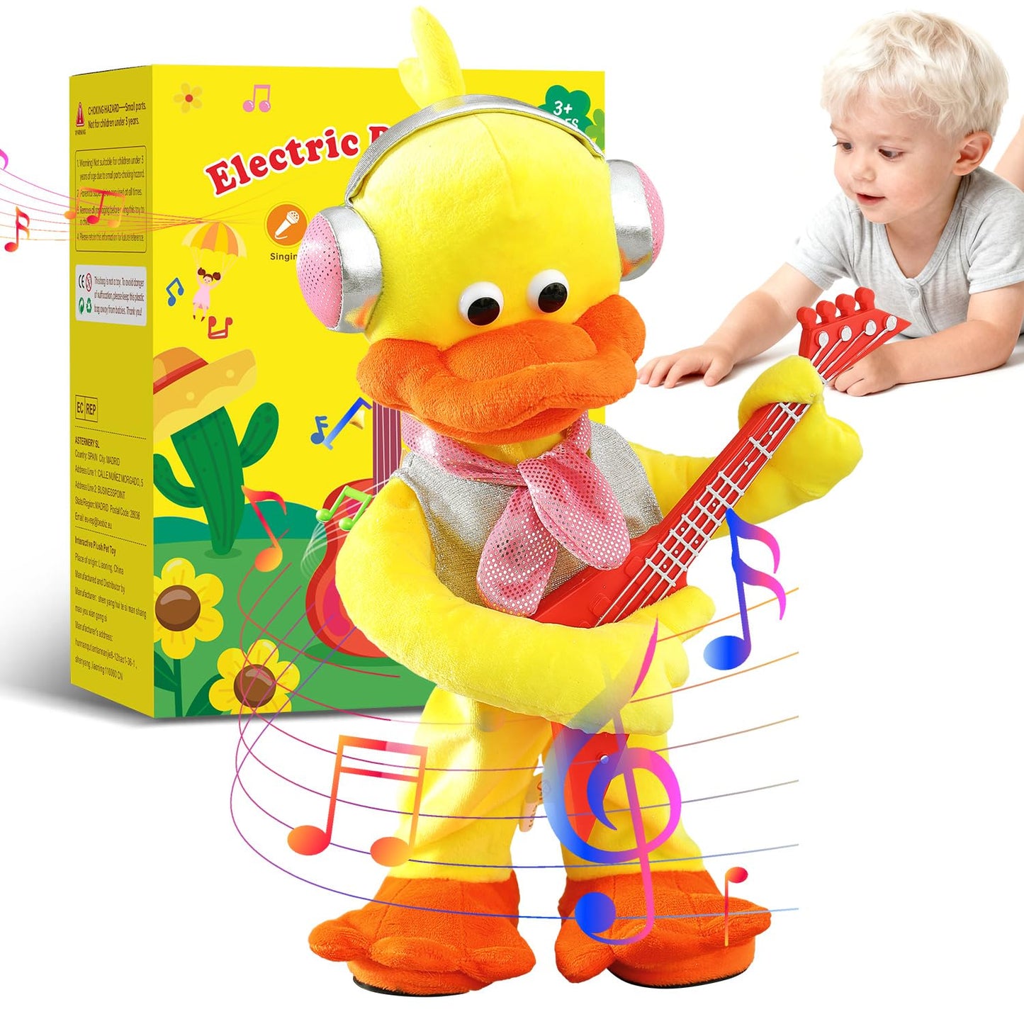 Marsjoy Rocking Duck Plush Toy – Singing Guitar Plush for Kids