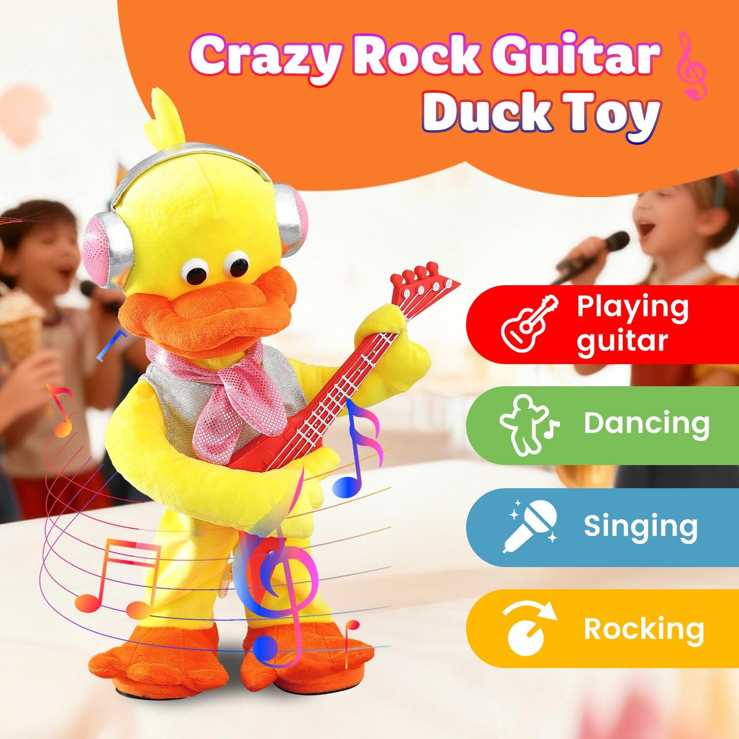 Marsjoy Rocking Duck Plush Toy – Singing Guitar Plush for Kids