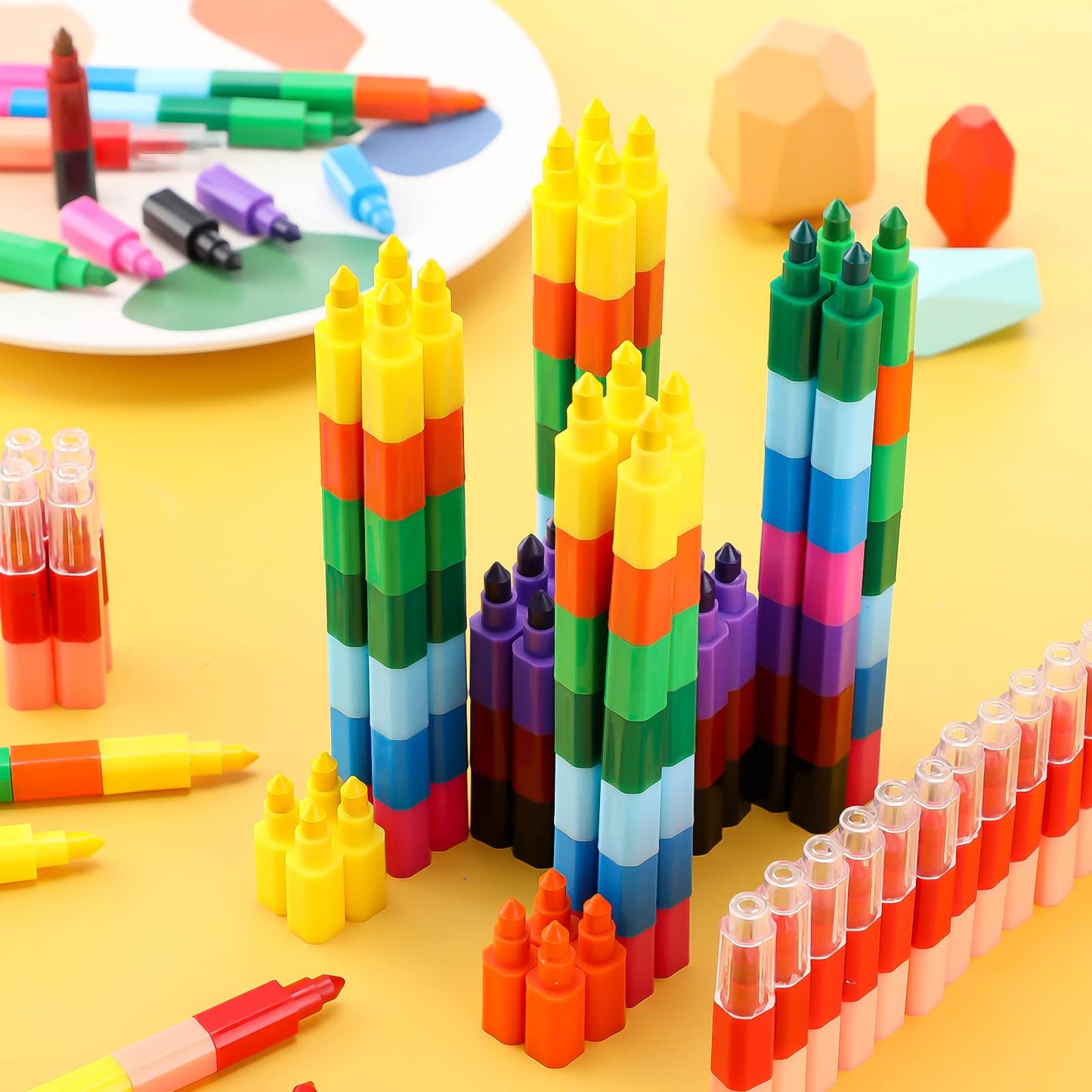 Marspark 20 Pcs Stackable Crayons – Buildable Colorful Pencils for Kids and Parties