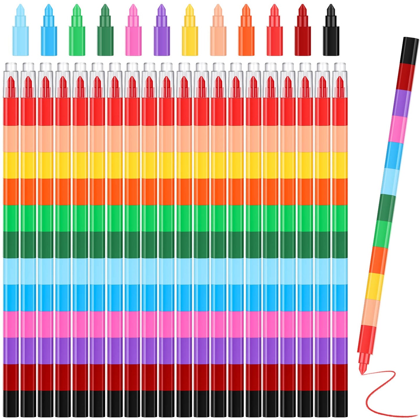 Marspark 20 Pcs Stackable Crayons – Buildable Colorful Pencils for Kids and Parties
