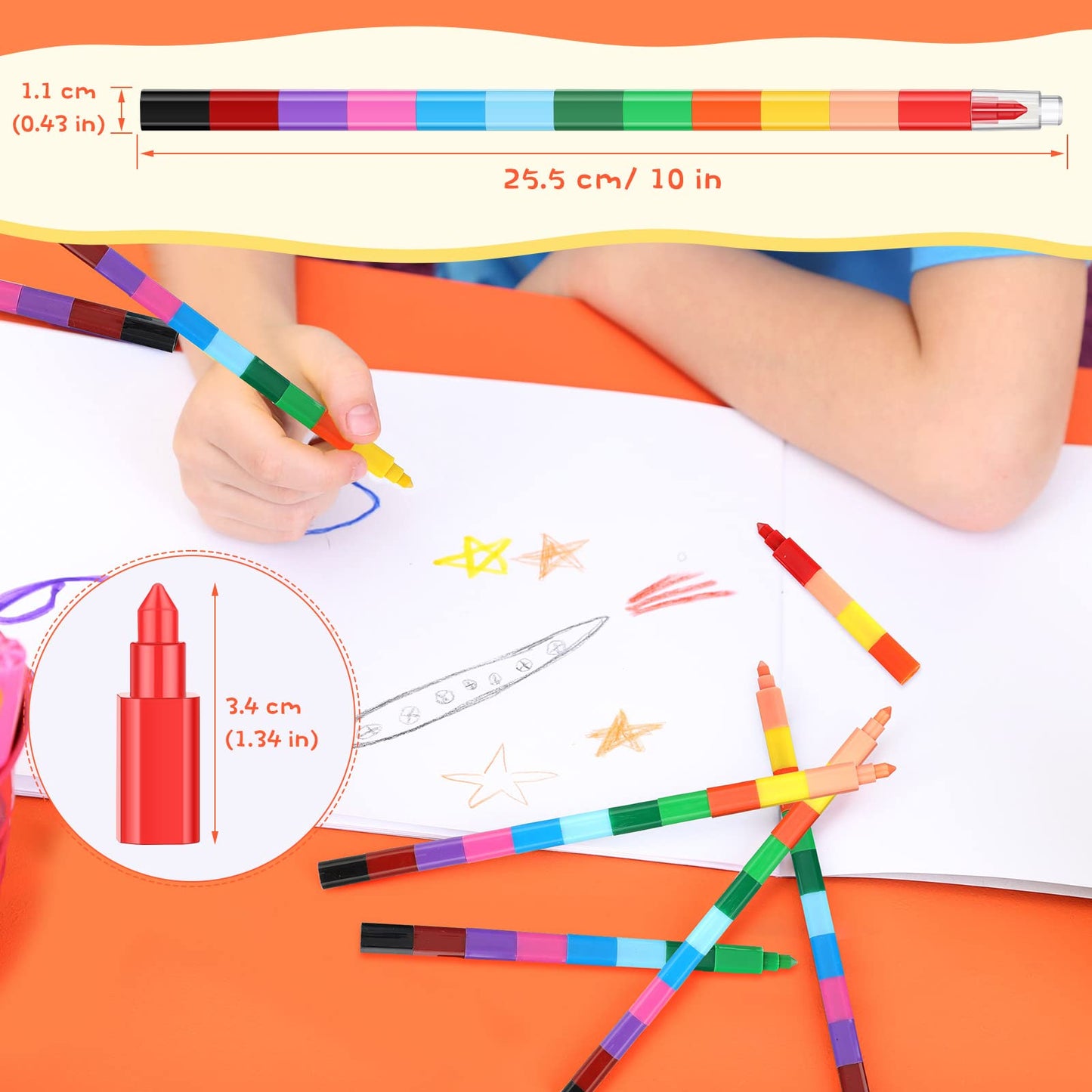Marspark 20 Pcs Stackable Crayons – Buildable Colorful Pencils for Kids and Parties