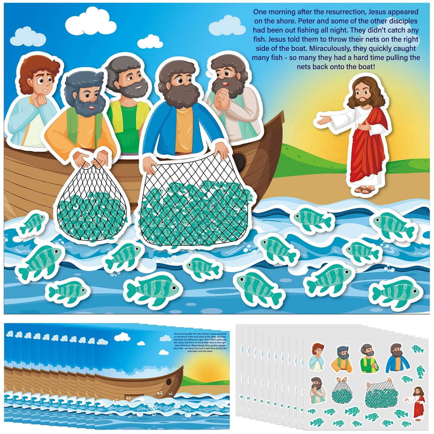 Marspark 24-Piece Jesus Visits His Disciples Sticker Set for Bible Crafts, VBS & Sunday School