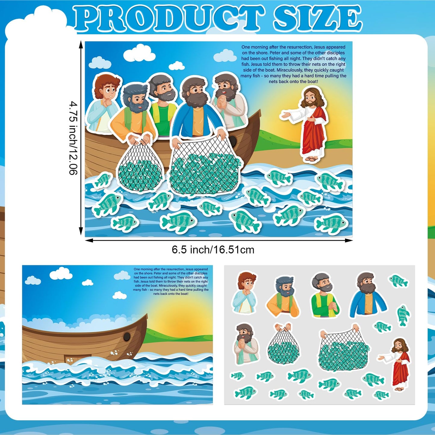 Marspark 24-Piece Jesus Visits His Disciples Sticker Set for Bible Crafts, VBS & Sunday School