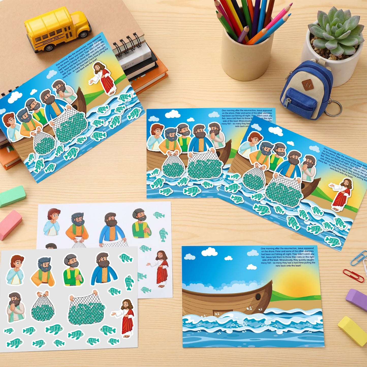 Marspark 24-Piece Jesus Visits His Disciples Sticker Set for Bible Crafts, VBS & Sunday School