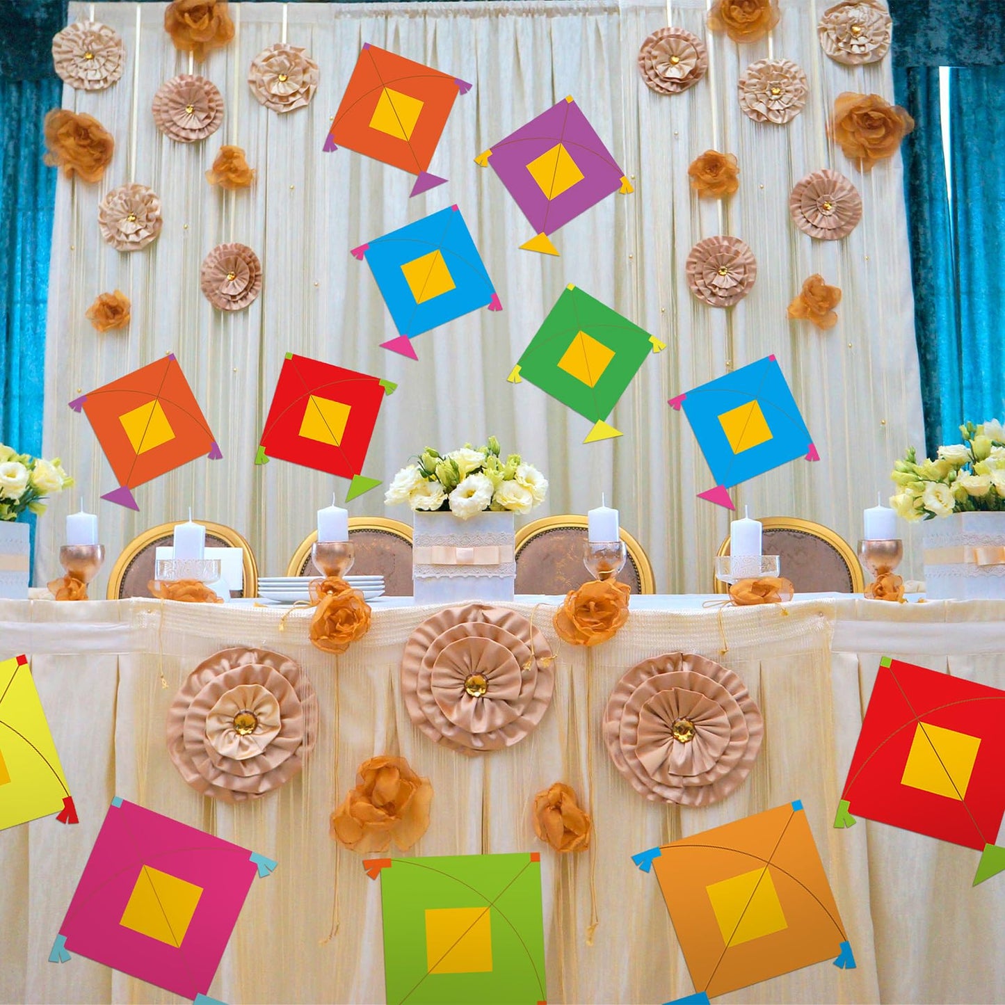 Marspark 45 Pcs Lohri Paper Kite Cutouts – Happy Lohri Backdrop Decor for Indian Festivals