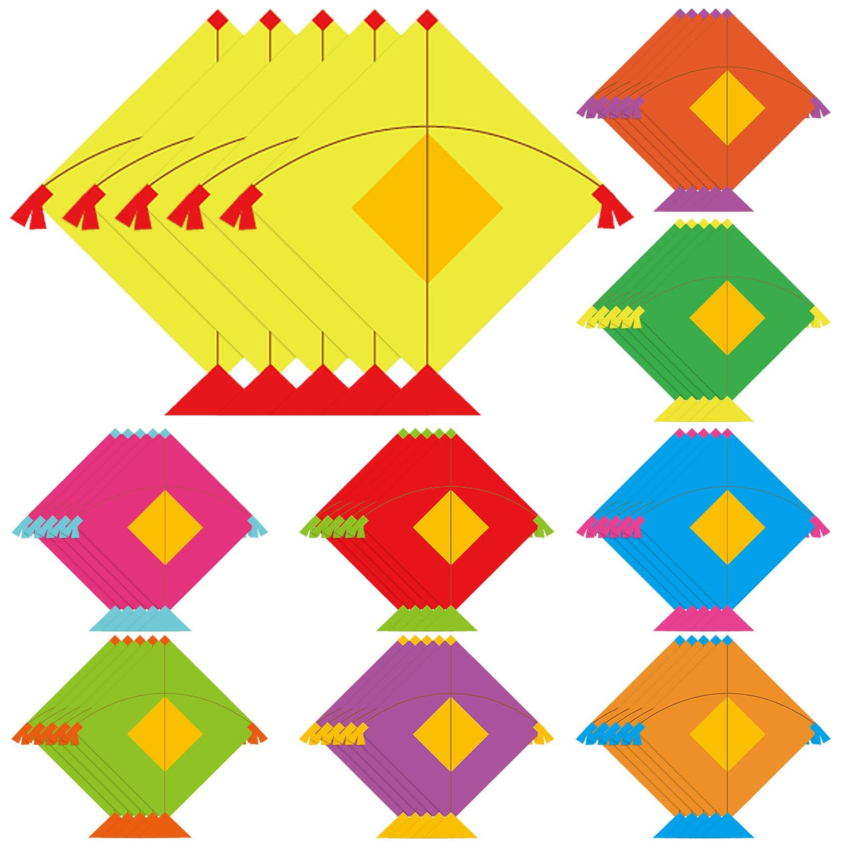 Marspark 45 Pcs Lohri Paper Kite Cutouts – Happy Lohri Backdrop Decor for Indian Festivals