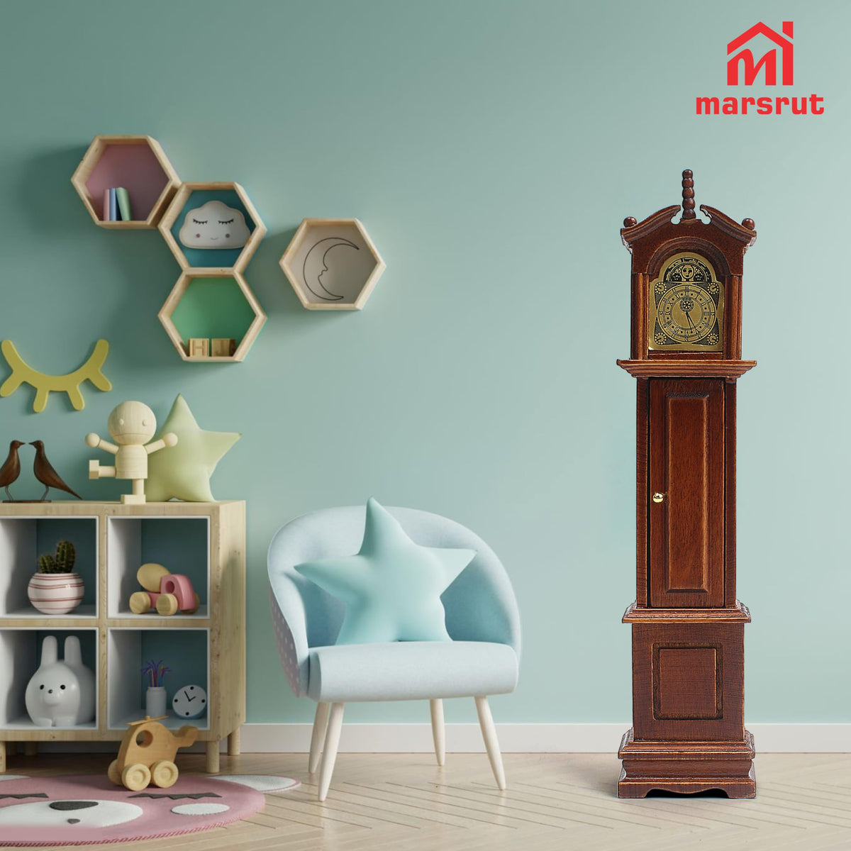 Marsrut 1:12 Scale Grandfather Clock – Victorian Dollhouse Miniature Furniture & Decor