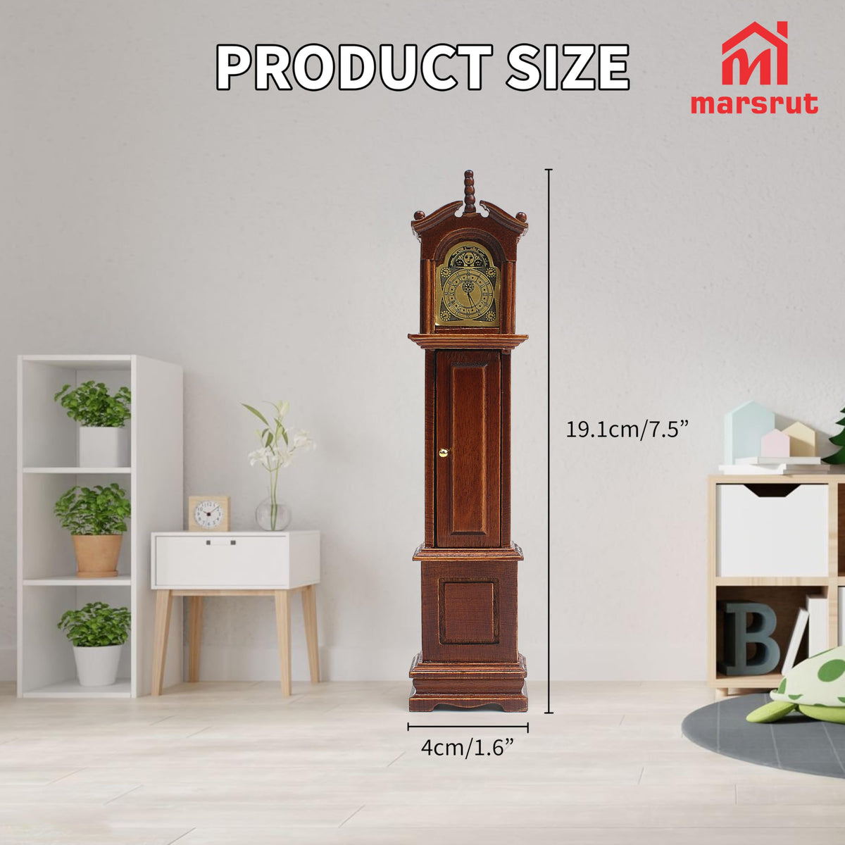 Marsrut 1:12 Scale Grandfather Clock – Victorian Dollhouse Miniature Furniture & Decor