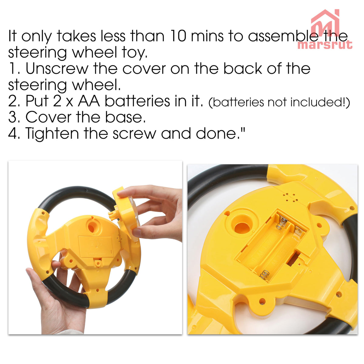Marsrut Steering Wheel Toy for Kids 3+ | Interactive Driving Toy with Lights & Sounds - Yellow