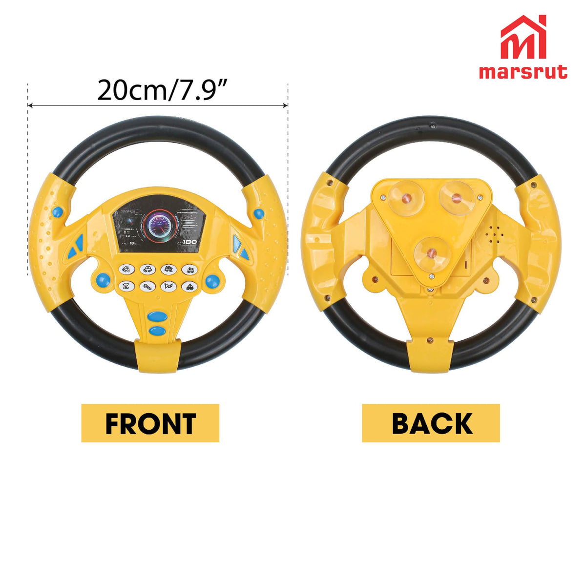 Marsrut Steering Wheel Toy for Kids 3+ | Interactive Driving Toy with Lights & Sounds - Yellow