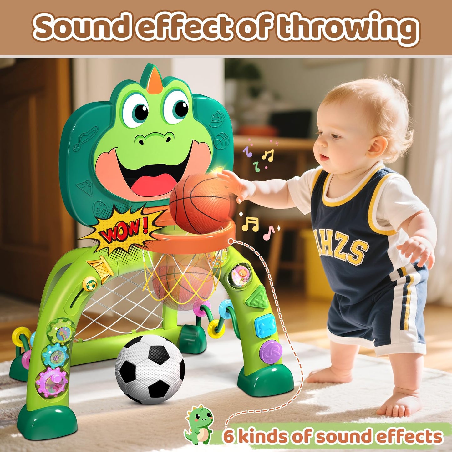 Marstone 2-in-1 Toddler Sports Center | Basketball Hoop & Soccer Goal for Ages 1-3