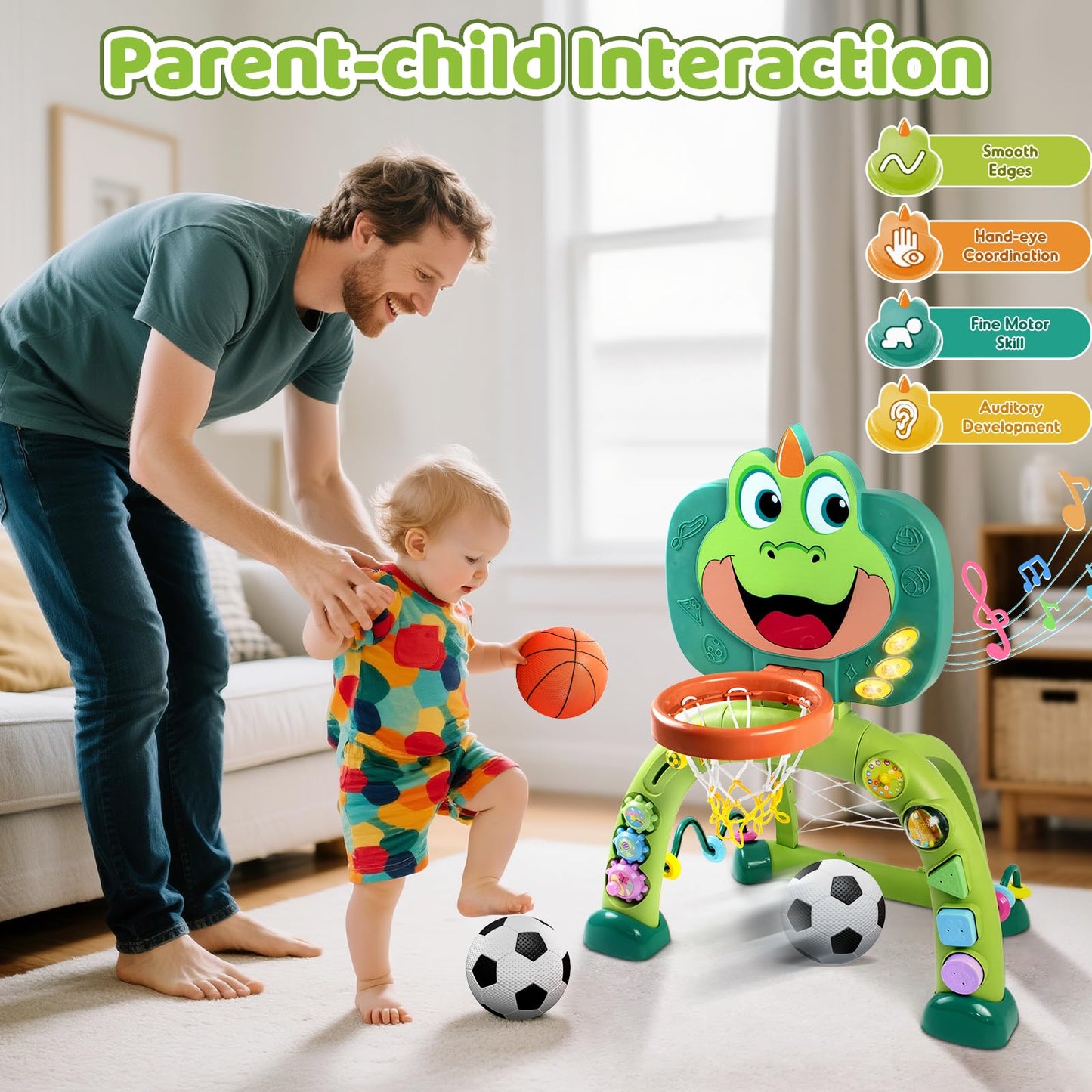 Marstone 2-in-1 Toddler Sports Center | Basketball Hoop & Soccer Goal for Ages 1-3
