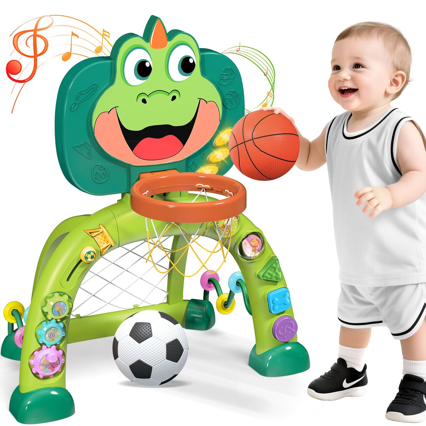 Marstone 2-in-1 Toddler Sports Center | Basketball Hoop & Soccer Goal for Ages 1-3
