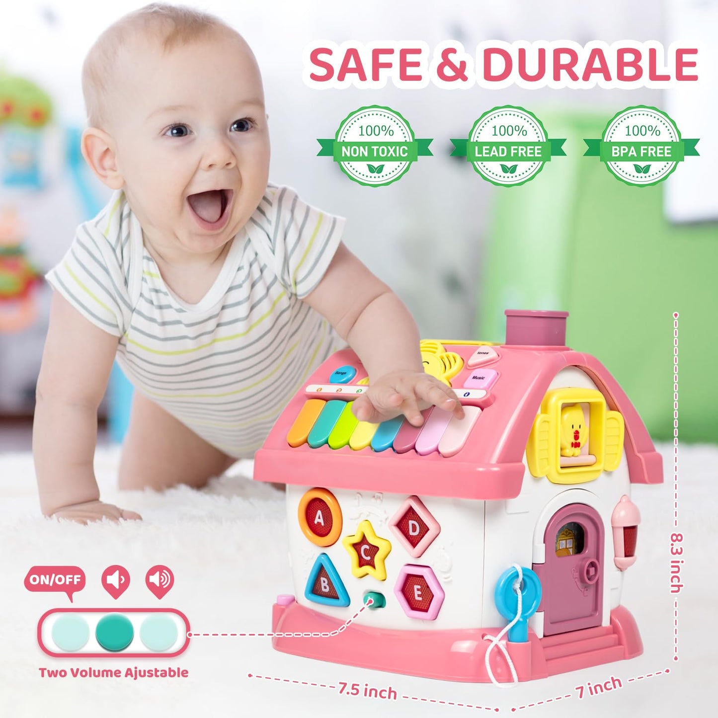 Marstone 8-in-1 Musical Learning House – Educational Toddler Toy for 6–24 Months
