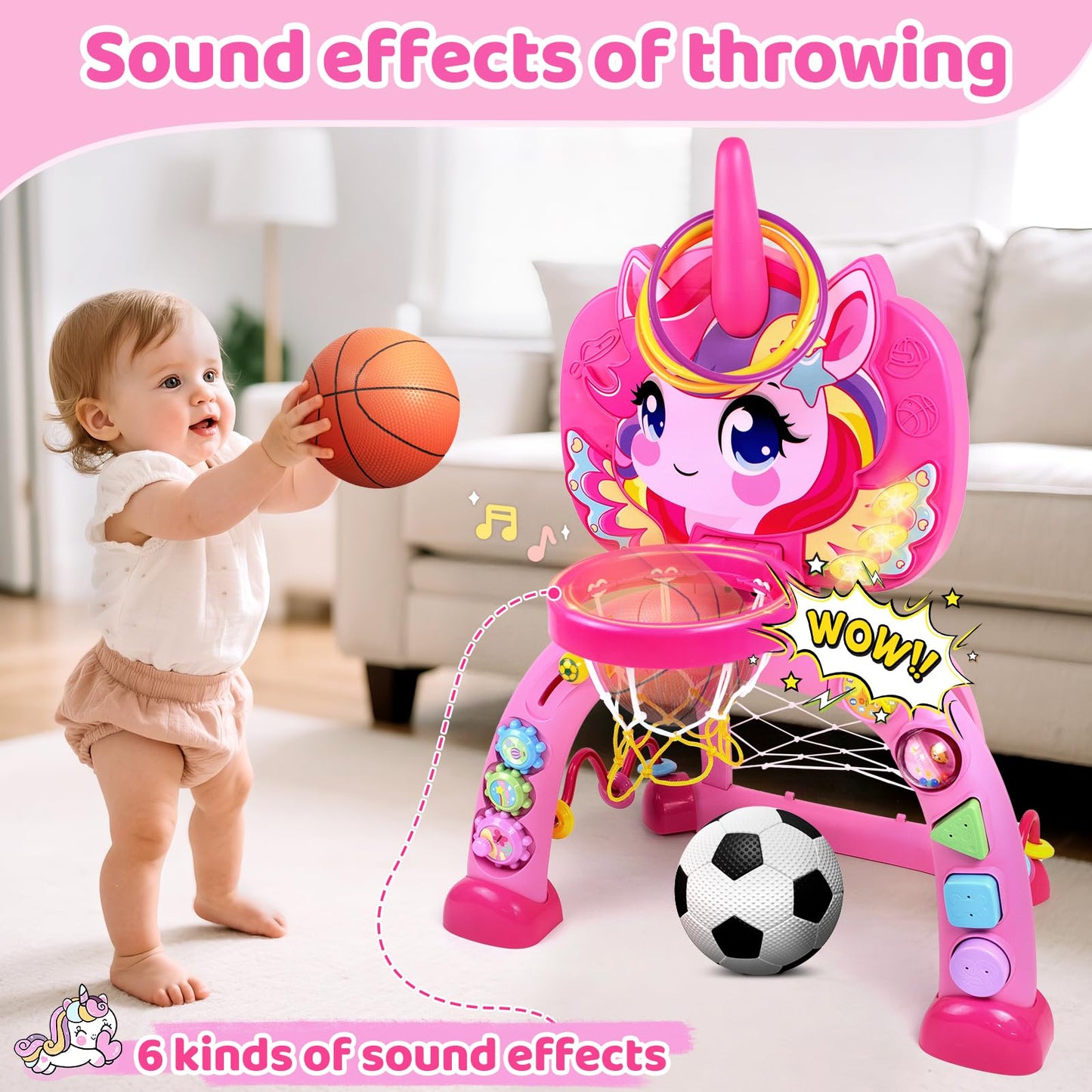 Marstone 2-in-1 Toddler Sports Center — Basketball Hoop & Soccer Goal for 1–3 Year Olds
