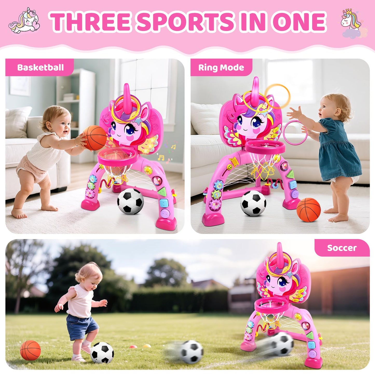 Marstone 2-in-1 Toddler Sports Center — Basketball Hoop & Soccer Goal for 1–3 Year Olds