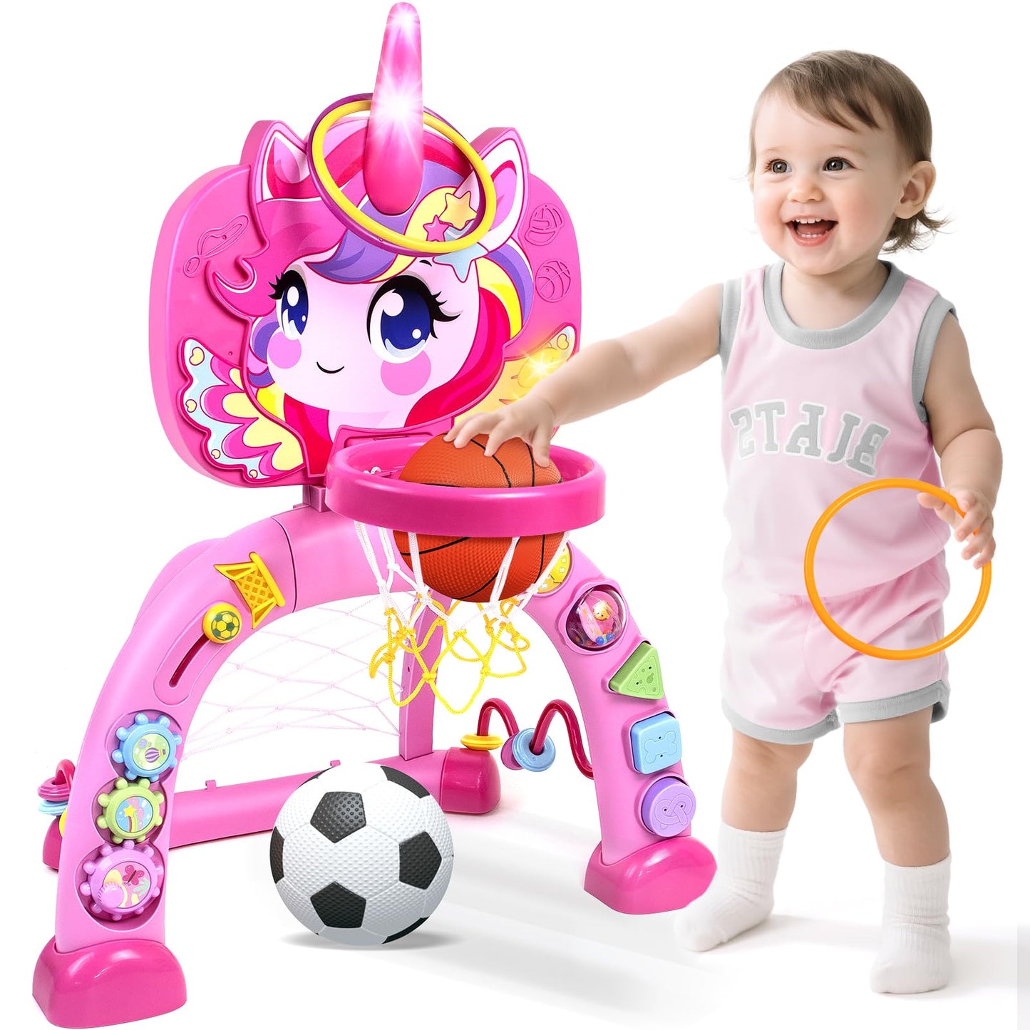 Marstone 2-in-1 Toddler Sports Center — Basketball Hoop & Soccer Goal for 1–3 Year Olds